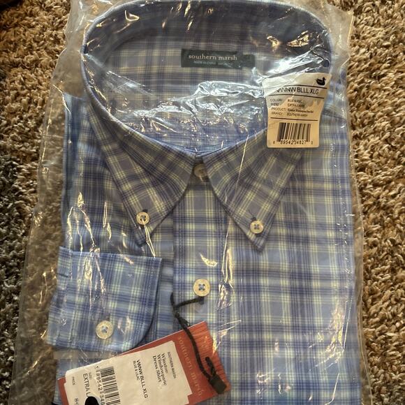 Southern Marsh Winston Windowpane Dress Shirt Men’s XL NWT - Picture 1 of 5